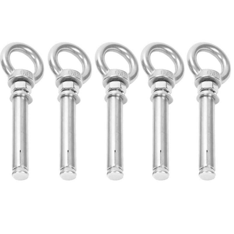 Expansion Bolts Anchor Bolt 5 Pack M10*100mm 304 Stainless Steel Expansion Screws Bolts Eyes Ring Fastener Wall Concrete